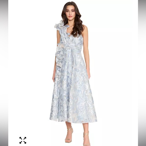 NWT Tahari ASL Floral Jacquard Metallic Midi/Maxi  Dress 12 - Picture 2 of 12